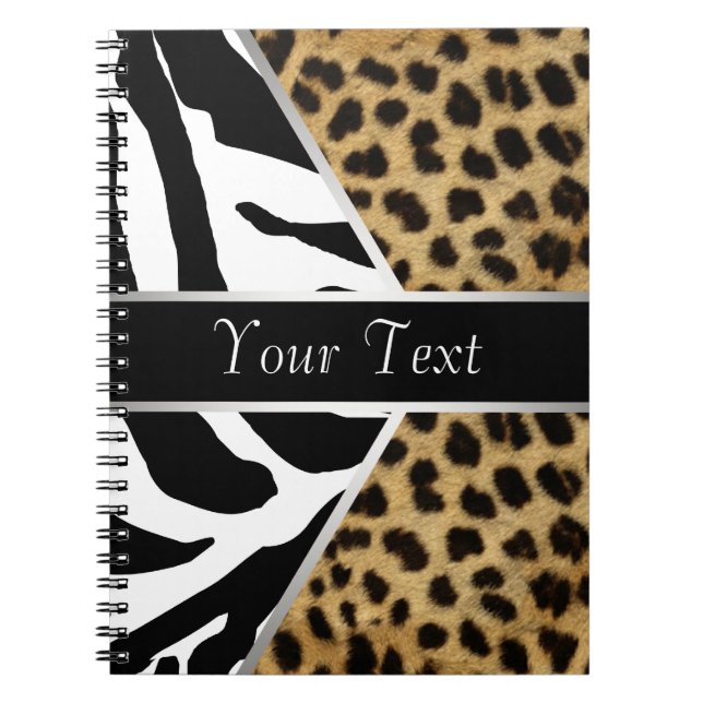 Black Leopard Zebra Spiral Notebook Anteckningsbok Med Spiral (Framsidan)