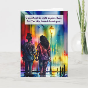 Black Lesbisk par Walk bredvid You Gay Rainbow Kort