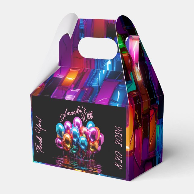 Black Light Neon Balloons Birthday Presentaskar (Framsidan Sidan)