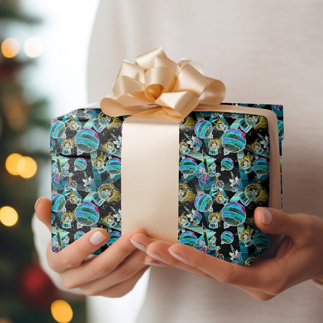 Black Light Neon Glow jul Globe Ornament Presentpapper (Skapare uppladdad)