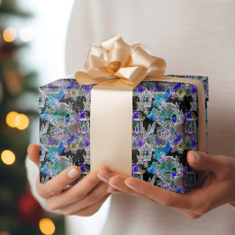 Black Light Neon Glow jul Kväll Mönster Presentpapper