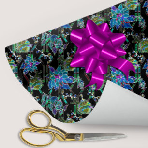 Black Light Neon Glow Julafton Poinsettia Ornament Presentpapper