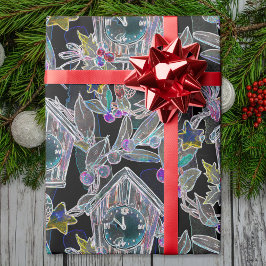 Black Light Neon jul Clock Mönster Presentpapper