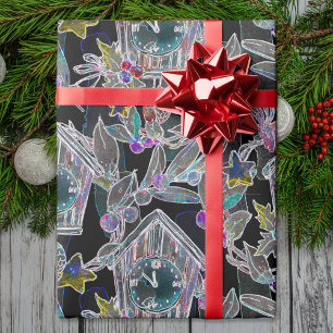 Black Light Neon jul Clock Mönster Presentpapper