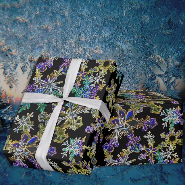 Black Light Neon jul Snowflake Mönster Presentpapper (Skapare uppladdad)