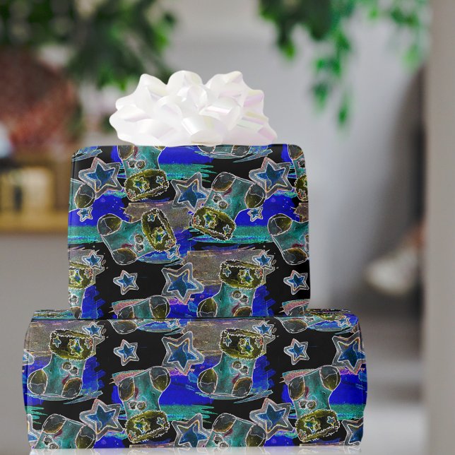 Black Light Neon-julklapp Mönster Presentpapper (Skapare uppladdad)