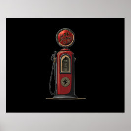 Black Lightning Oil Company Retro Gas Pump Poster