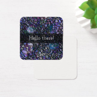 Black & Lila Abstrakt Circles "Hej Där"! Fyrkantigt Visitkort