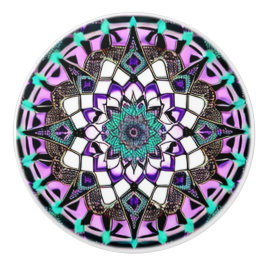 Black, Lila and Teal Ceramic Knob Knopp