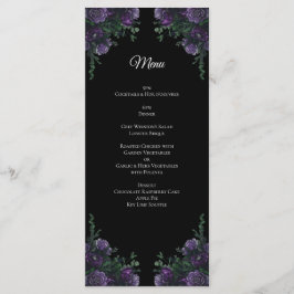 Black Lila Blommigt Elegant bröllop Gothic Meny