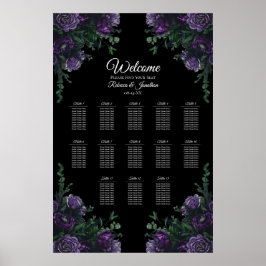 Black Lila Blommigt Elegant bröllop Gothic Poster