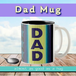 Black Lila Blue Grönt Rad Pappa Fars dag Två-Tonad Mugg