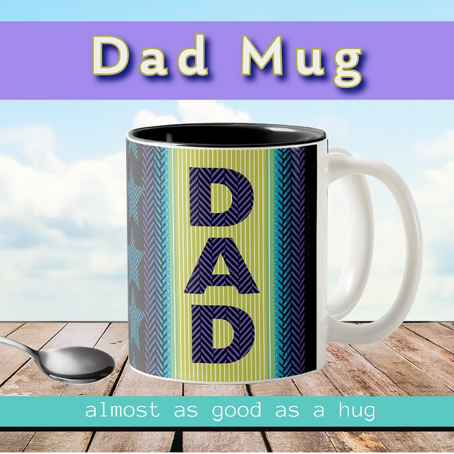 Black Lila Blue Grönt Rad Pappa Fars dag Två-Tonad Mugg (Skapare uppladdad)