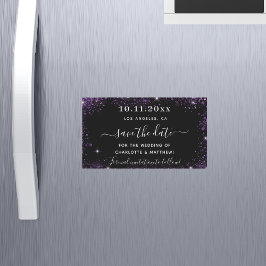 Black lila bröllop spara datum magnet