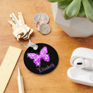 Black lila butterfly-stjärnor namn nyckelring
