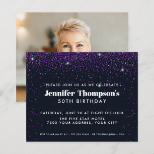 Black Lila Confetti Glitter 50:e födelsedagsfoto