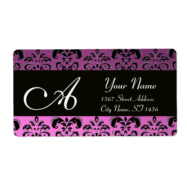 BLACK LILA DAMASK MONOGRAM FRAKTSEDEL (Framsidan)