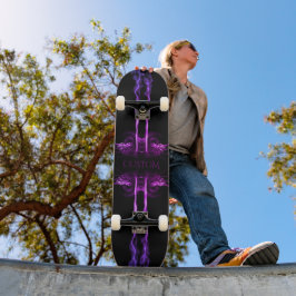 Black Lila Dragon Smoke with Namn eller Monogram Mini Skateboard Bräda 18,5 Cm