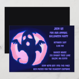 Black Lila Ghost Spooky Halloween Gholyst Party Inbjudningar