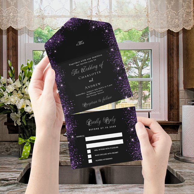 Black lila glitter elegant, bröllop (Skapare uppladdad)