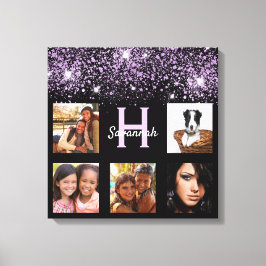 Black lila glitter fotocollage namn unika fotocoll canvastryck