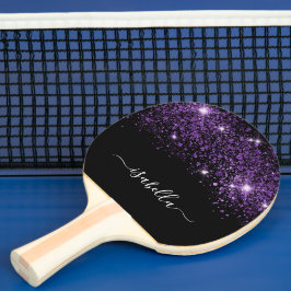 Black lila glitter monogram namn-skript pingisracket