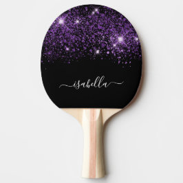 Black lila glitter monogram namn-skript pingisracket