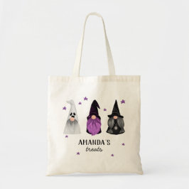 Black lila gnomes häxa. Halloween-barn behandlas Tygkasse