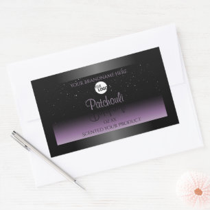 Black Lila Gradient Product Labels Glitter Logotyp Rektangulärt Klistermärke