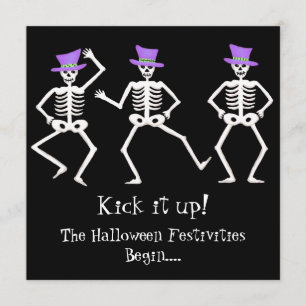 Black Lila Grönt Halloween Skeleton Bone Dance Inbjudningar