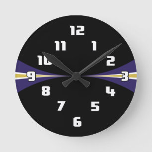 Black Lila Guld Clock Rund Klocka