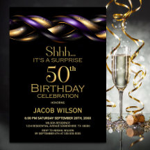 Black Lila Guld Surprise 50:e Födelsedagsfesten