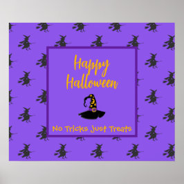 Black lila Halloween witches Poster