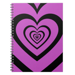 Black Lila Hypnotic Heart Kärlek Mönster Anteckningsbok