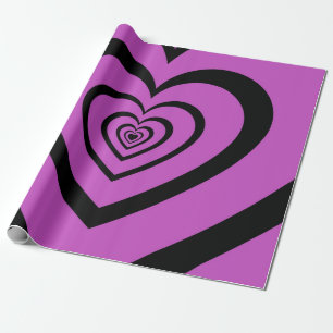 Black Lila Hypnotic Heart Kärlek Mönster Presentpapper