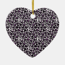 Black Lila Leopard Print Julgransprydnad Keramik