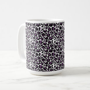 Black Lila Leopard Print Kaffemugg