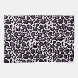 Black Lila Leopard Print Kökshandduk