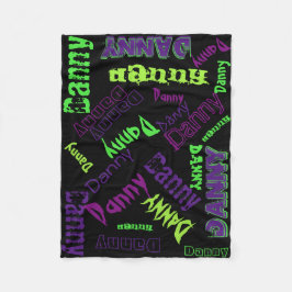 Black Lila Lime Green Neon Blanket Namn Collage Fleecefilt
