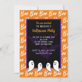 Black lila orange boo Halloween-spöke Inbjudningar