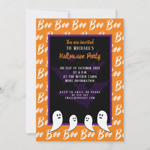Black lila orange boo Halloween-spöke Inbjudningar