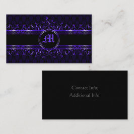Black & Lila Ornate Gothic Monogrammed Visitkort