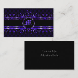 Black & Lila Ornate Gothic Monogrammed Visitkort