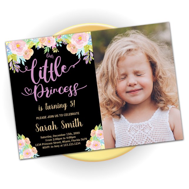 Black Lila Princess Birthday InvestigW Photo Inbjudningar (Skapare uppladdad)