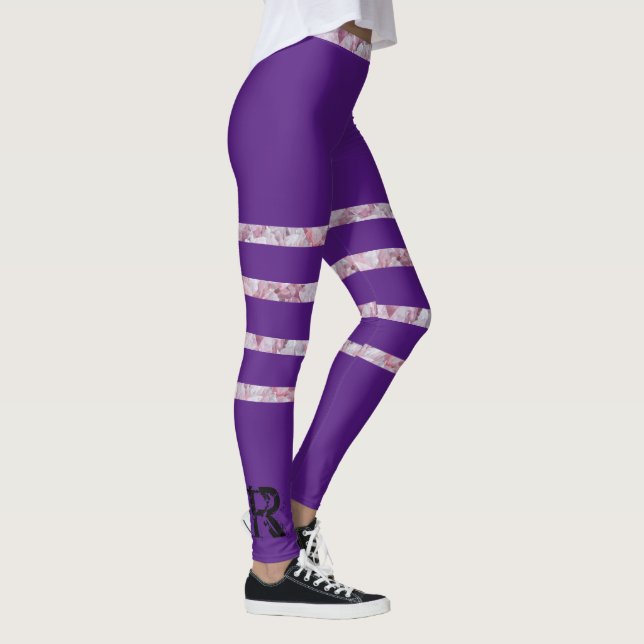 Black Lila Ro Quartz - modern monogram Leggings (Höger)