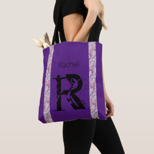 Black Lila Ro Quartz Monogram Namn Modern Chic Tygkasse