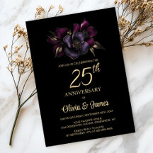 Black Lila Rosa Blommigt 25-årsjubileum