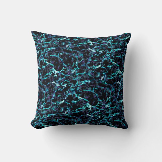 Black Lila & Shocking Electric Aqua Blue Kudde (Framsida)