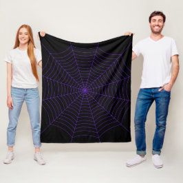 Black lila spindelnät Halloween mönster Fleecefilt