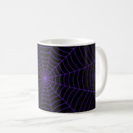 Black lila spindelnät Halloween mönster Kaffemugg